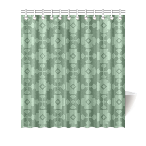 Green Geometric Tile Pattern Shower Curtain 66"x72"