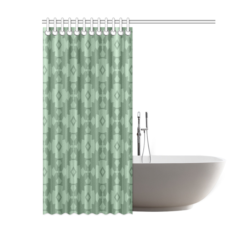 Green Geometric Tile Pattern Shower Curtain 60"x72"