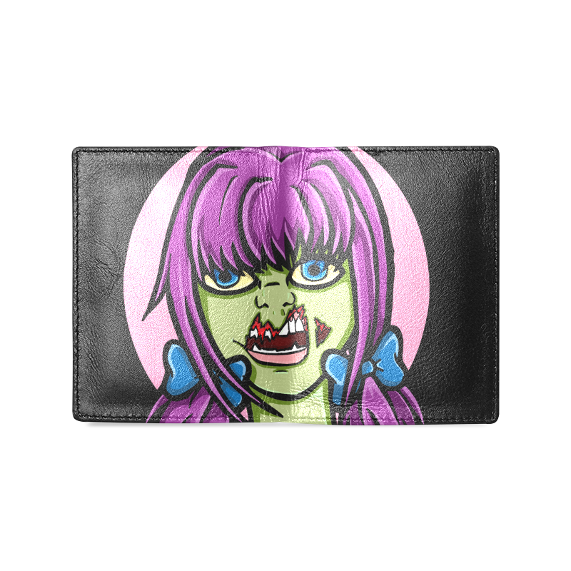 Zombie girl Men's Leather Wallet (Model 1612)