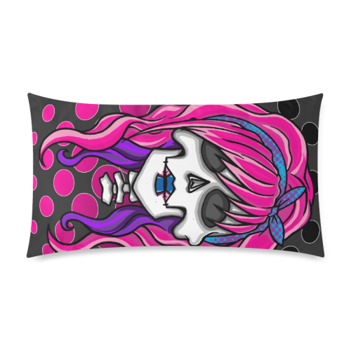 rockabilly skull Custom Rectangle Pillow Case 20"x36" (one side)