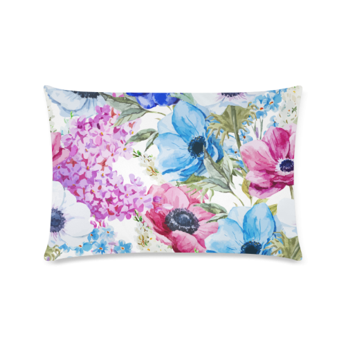 Watercolor Floral Pattern Custom Rectangle Pillow Case 16"x24" (one side)
