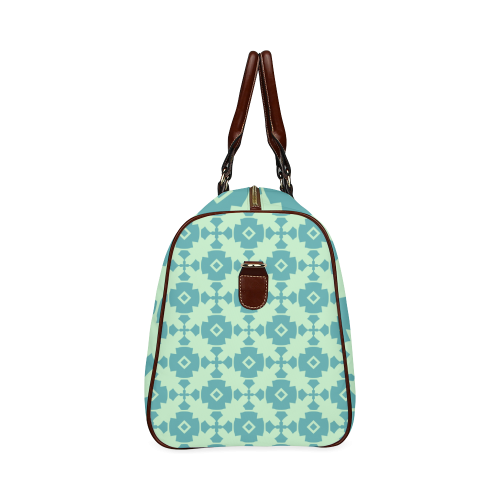 Teal Mint Geometric Tile Pattern Waterproof Travel Bag/Large (Model 1639)