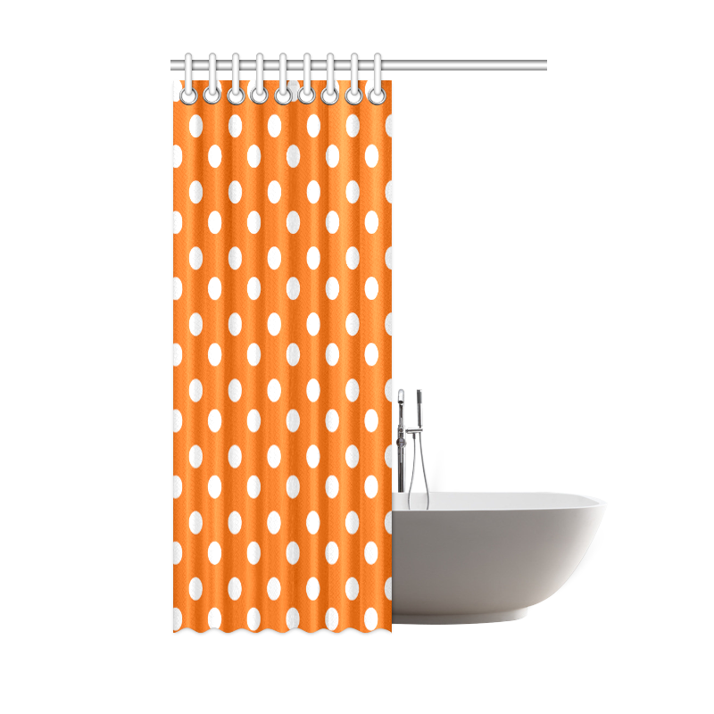 Orange Polka Dots Shower Curtain 48"x72"