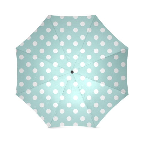 Light Blue Polka Dots Foldable Umbrella (Model U01)