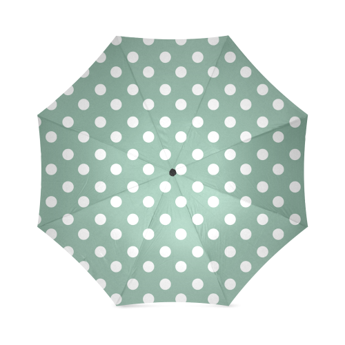 Mint Polka Dots Foldable Umbrella (Model U01)