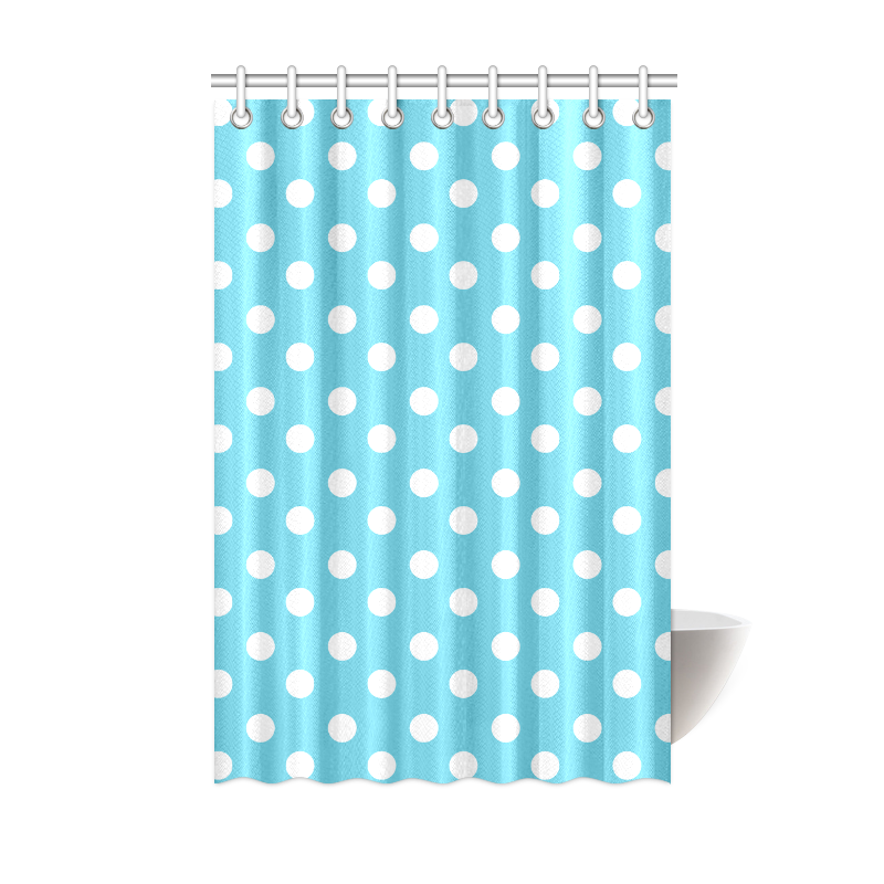 Cyan Polka Dots Shower Curtain 48"x72"