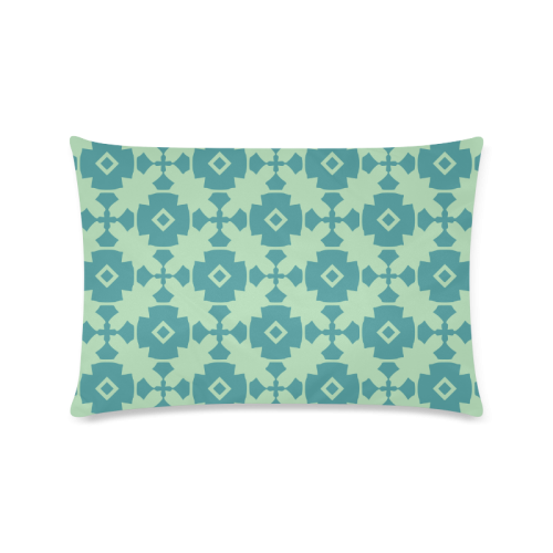 Teal Mint Geometric Tile Pattern Custom Rectangle Pillow Case 16"x24" (one side)
