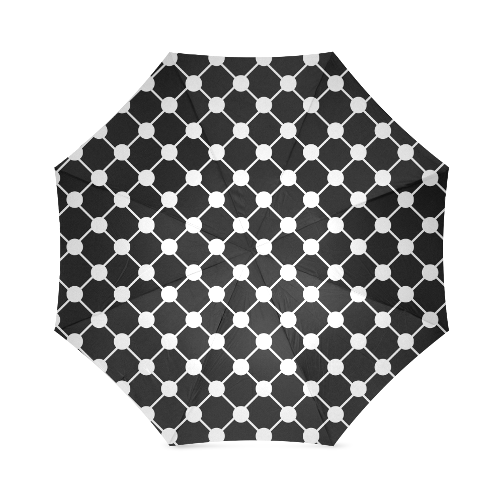 Black and White Trellis Dots Foldable Umbrella (Model U01)