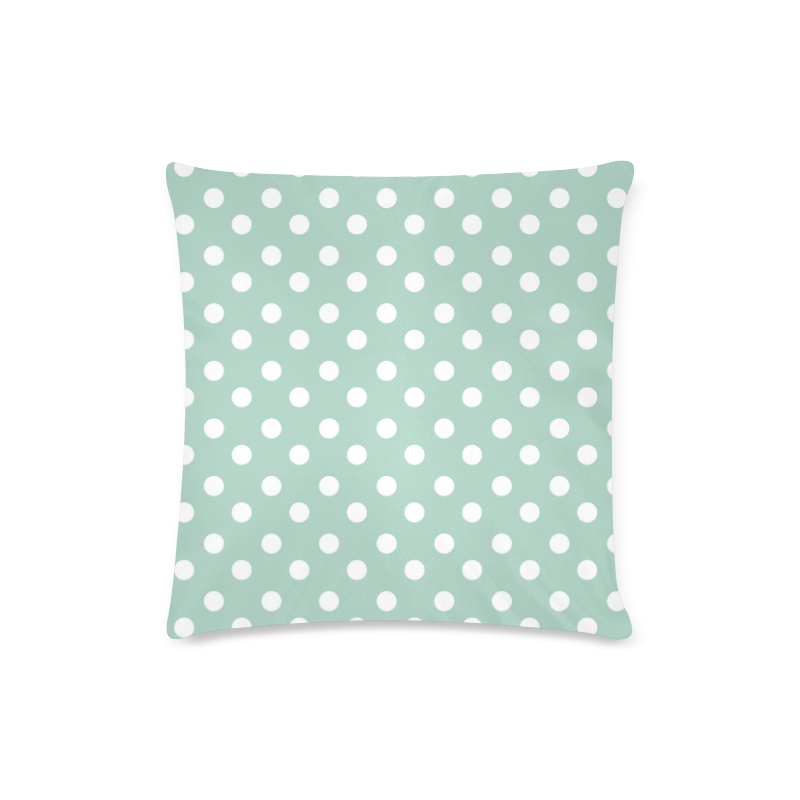 Aqua Polka Dots Custom Zippered Pillow Case 16"x16" (one side)