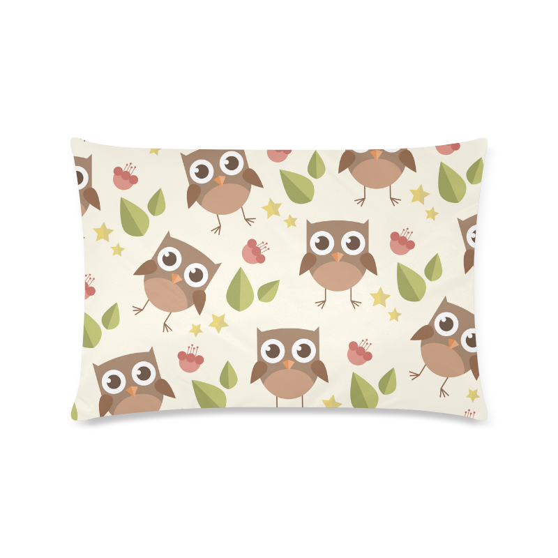 Modern Retro Owl Pattern Custom Rectangle Pillow Case 16"x24" (one side)