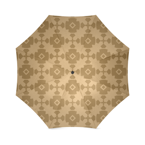 Dark tan Geometric Tile Pattern Foldable Umbrella (Model U01)
