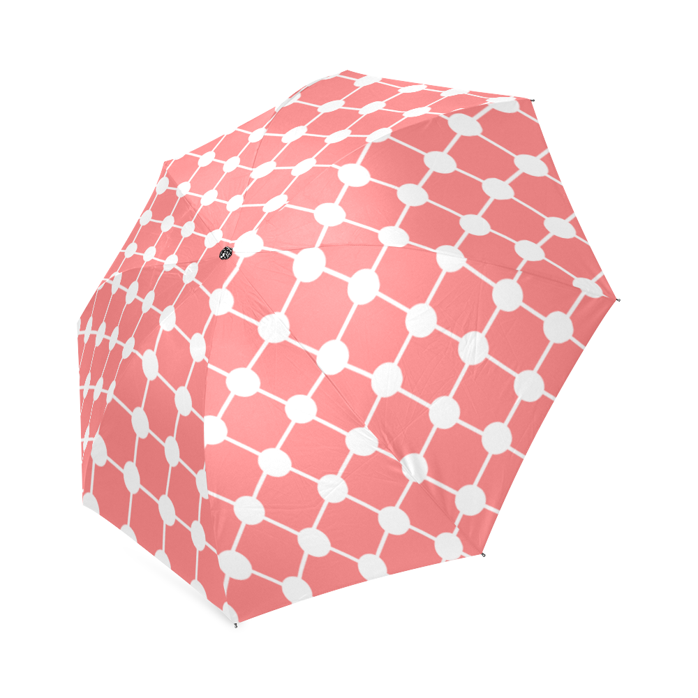 Coral Trellis Dots Foldable Umbrella (Model U01)