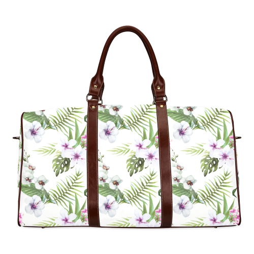 Tropical Hibiscus and Palm Leaves Waterproof Travel Bag/Large (Model 1639)