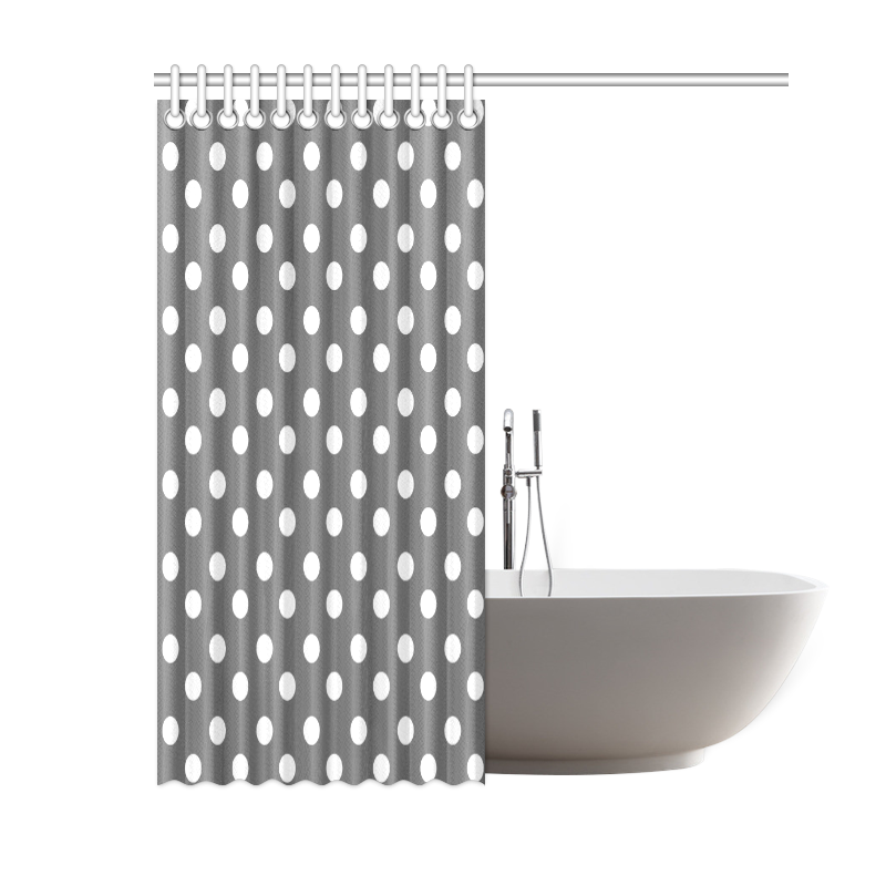 Gray Polka Dots Shower Curtain 60"x72"