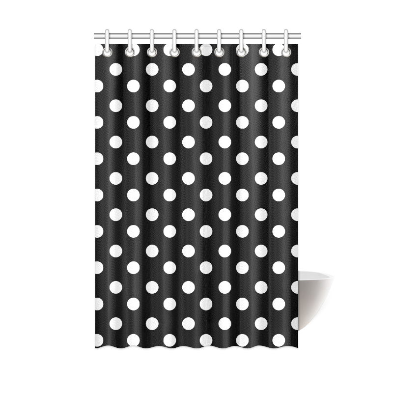 Black Polka Dots Shower Curtain 48"x72"