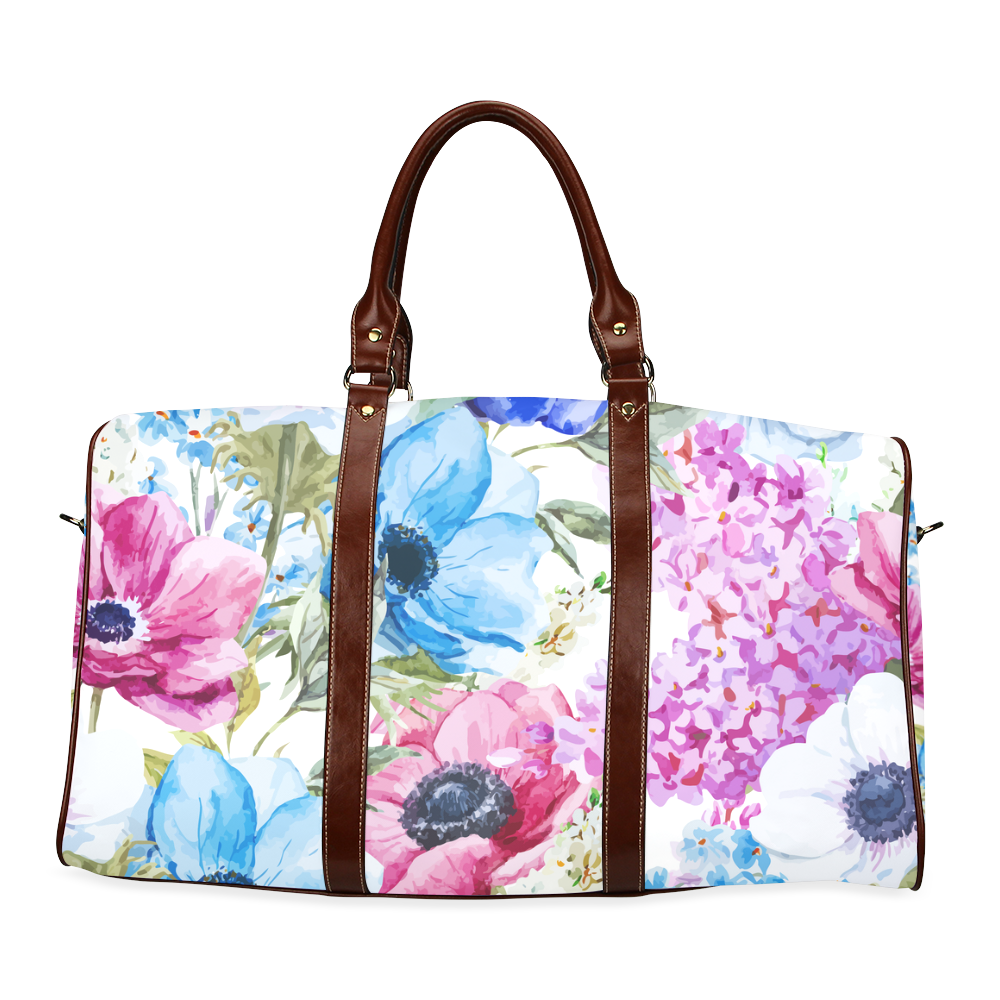 Watercolor Floral Pattern Waterproof Travel Bag/Large (Model 1639)