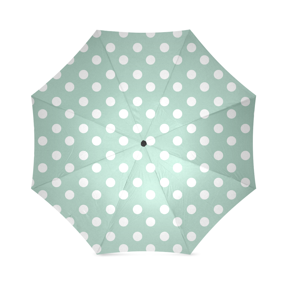 Aqua Polka Dots Foldable Umbrella (Model U01)