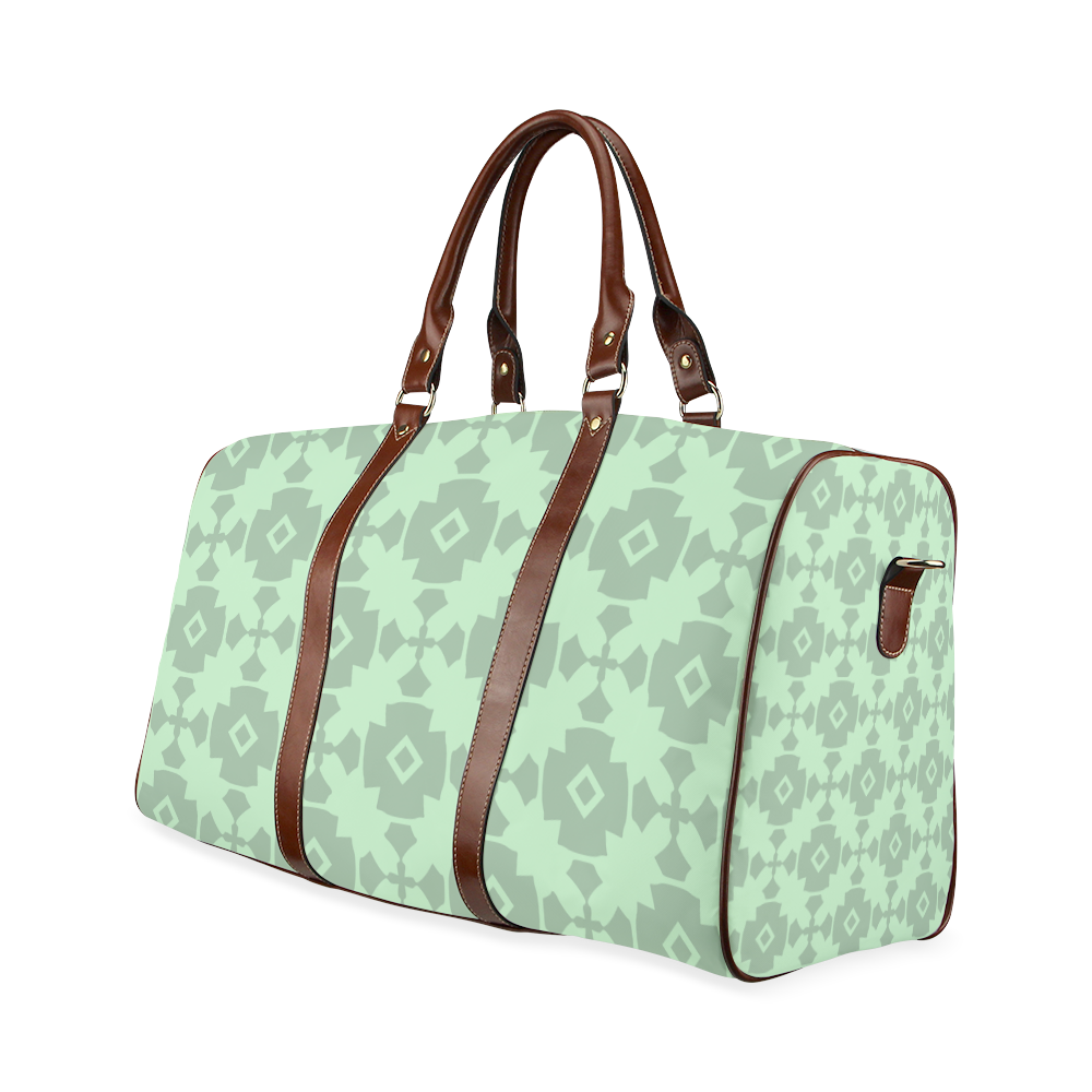 Mint Green Geometric Tile Pattern Waterproof Travel Bag/Large (Model 1639)