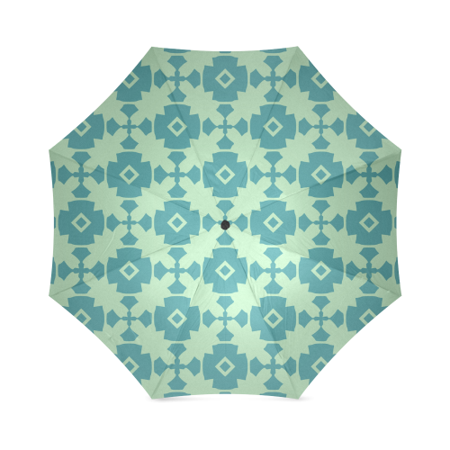 Teal Mint Geometric Tile Pattern Foldable Umbrella (Model U01)