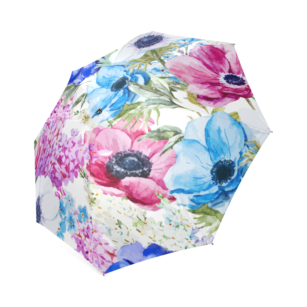 Watercolor Floral Pattern Foldable Umbrella (Model U01)