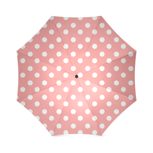 Coral Pink Polka Dots Foldable Umbrella (Model U01)
