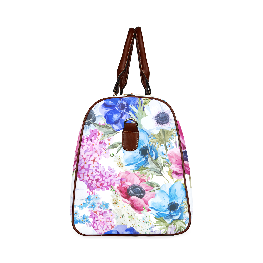 Watercolor Floral Pattern Waterproof Travel Bag/Large (Model 1639)