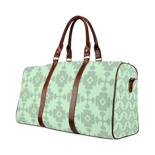 Mint Green Geometric Tile Pattern Waterproof Travel Bag/Large (Model 1639)