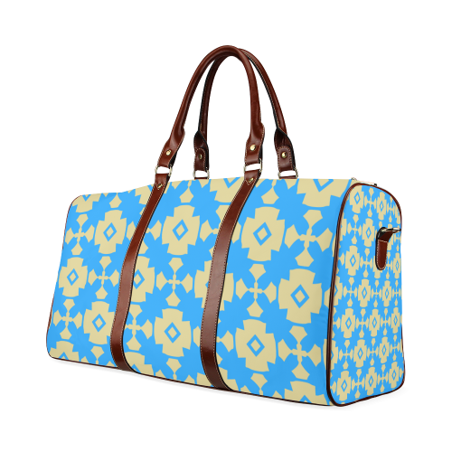 Blue Gold Geometric Waterproof Travel Bag/Large (Model 1639)