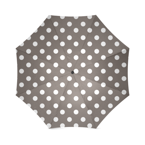 Beige Polka Dots Foldable Umbrella (Model U01)