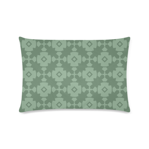 Green Geometric Tile Pattern Custom Rectangle Pillow Case 16"x24" (one side)