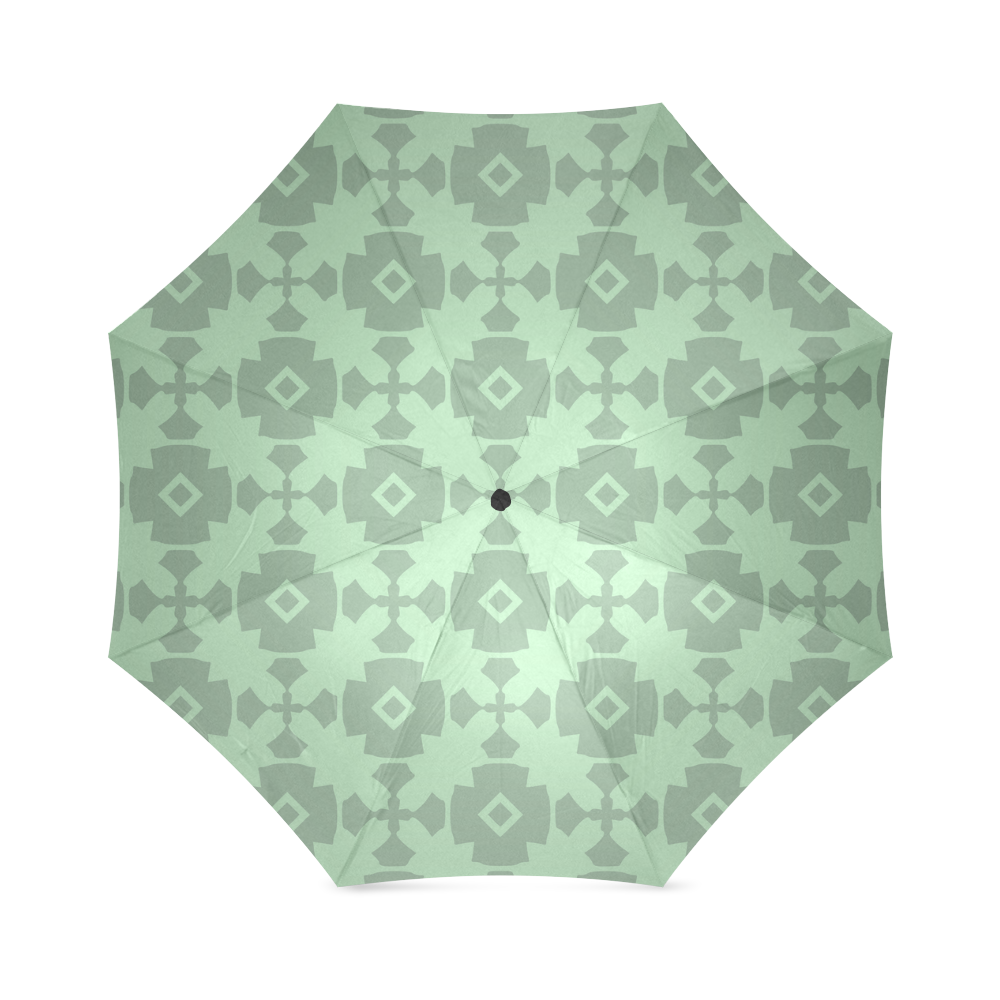 Mint Green Geometric Tile Pattern Foldable Umbrella (Model U01)