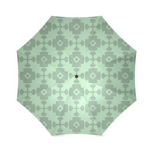 Mint Green Geometric Tile Pattern Foldable Umbrella (Model U01)