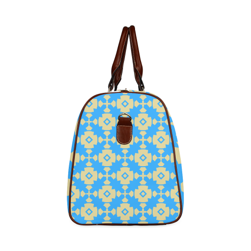 Blue Gold Geometric Waterproof Travel Bag/Large (Model 1639)