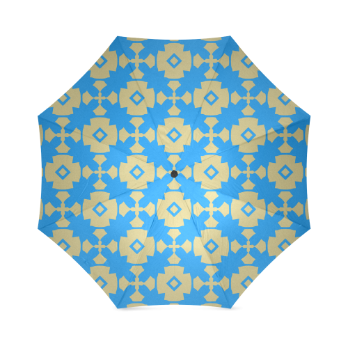 Blue Gold Geometric Foldable Umbrella (Model U01)