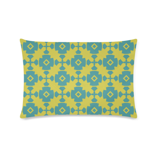 Yellow Teal Geometric Tile Pattern Custom Rectangle Pillow Case 16"x24" (one side)