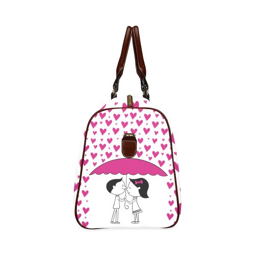 Romantic Couple With Hearts Waterproof Travel Bag/Large (Model 1639)