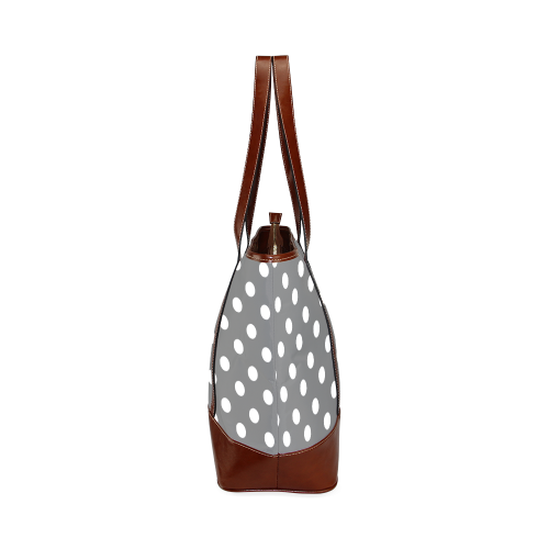 Gray Polka Dots Tote Handbag (Model 1642)