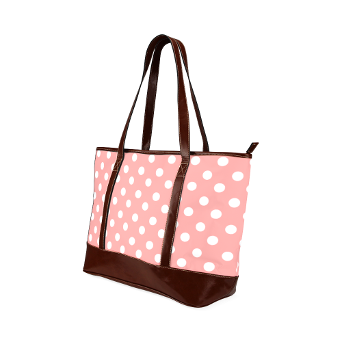 Coral Pink Polka Dots Tote Handbag (Model 1642)