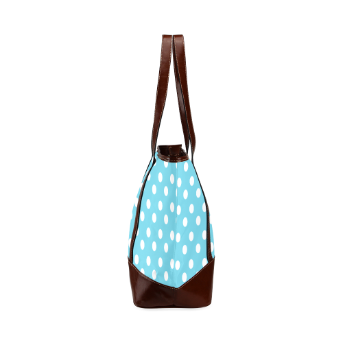 Cyan Polka Dots Tote Handbag (Model 1642)