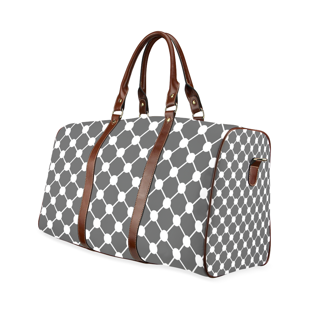 Charcoal Trellis Dots Waterproof Travel Bag/Large (Model 1639)