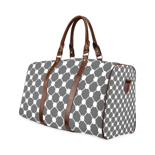 Charcoal Trellis Dots Waterproof Travel Bag/Large (Model 1639)