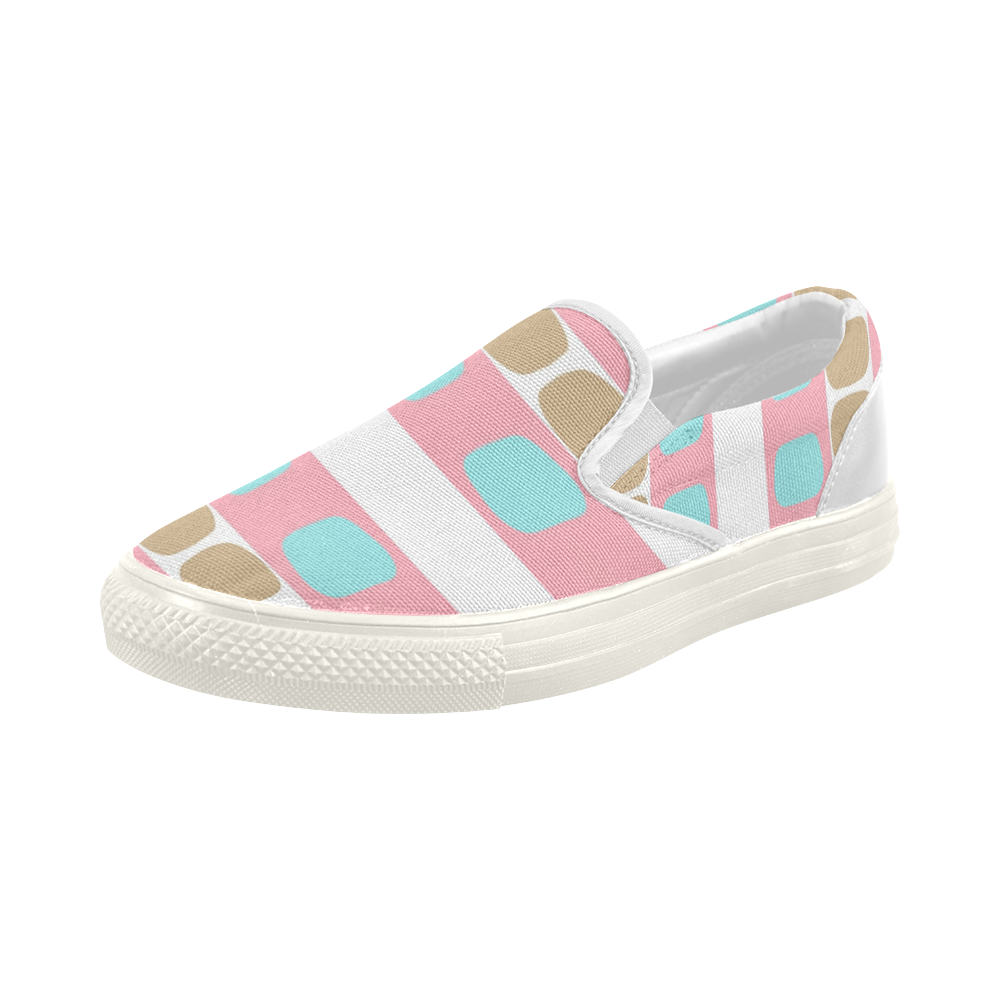 Slip on -pastel stripes with dots Women's Slip-on Canvas Shoes (Model 019)