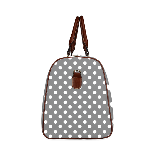 Gray Polka Dots Waterproof Travel Bag/Large (Model 1639)
