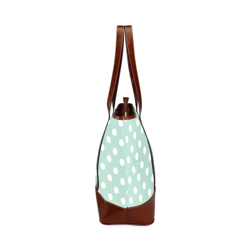 Aqua Polka Dots Tote Handbag (Model 1642)