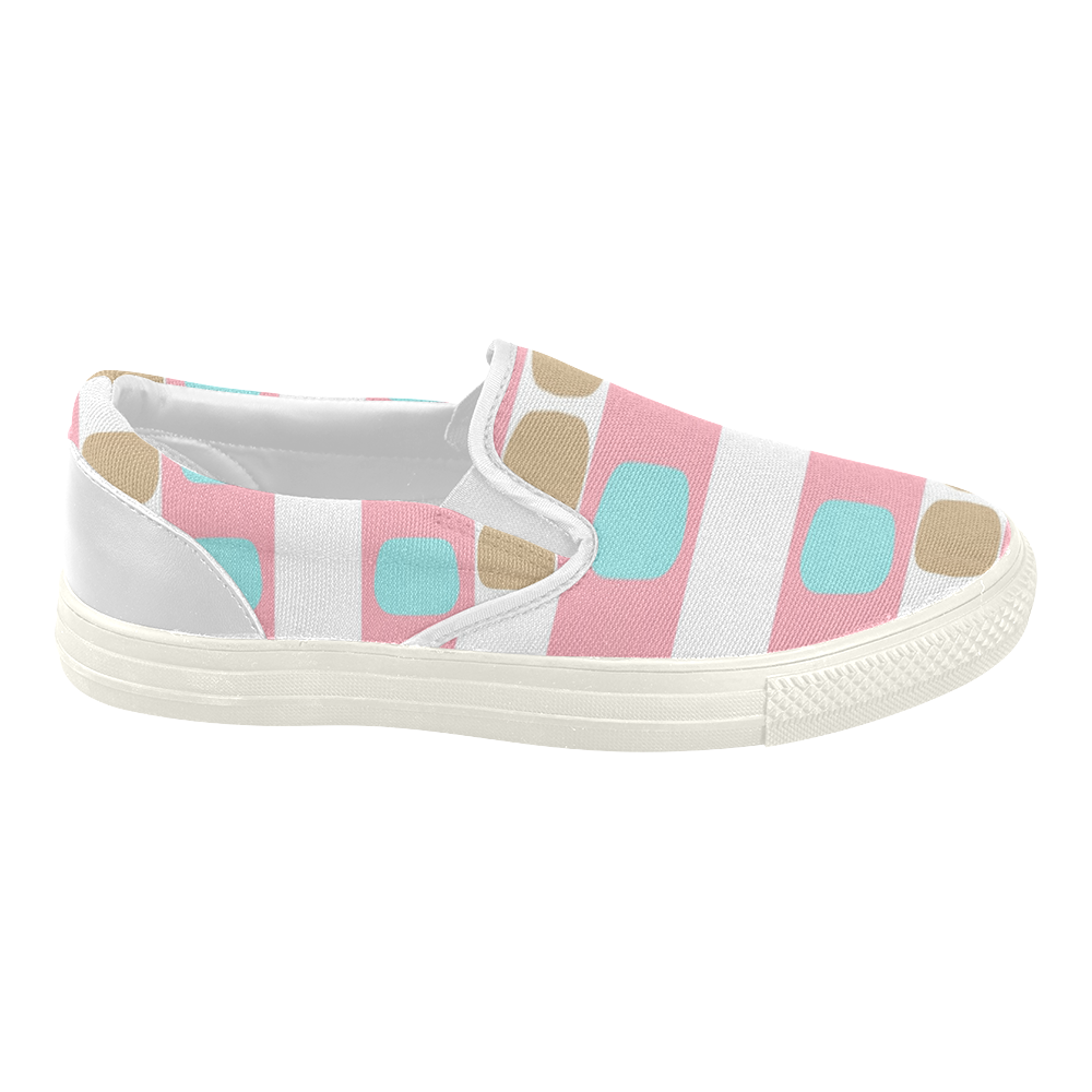 Slip on -pastel stripes with dots Women's Slip-on Canvas Shoes (Model 019)
