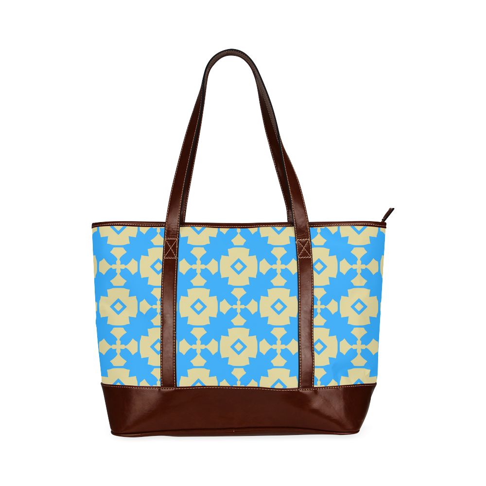 Blue Gold Geometric Tote Handbag (Model 1642)