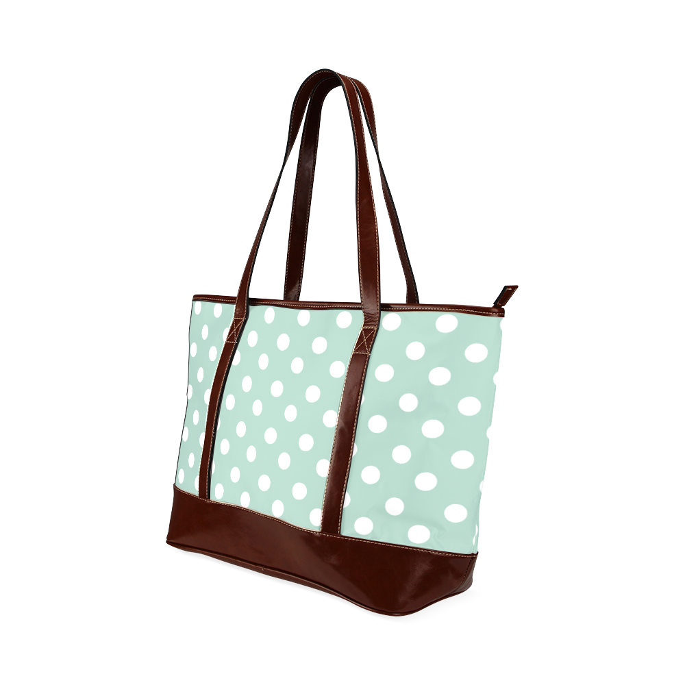 Aqua Polka Dots Tote Handbag (Model 1642)