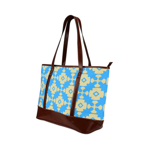 Blue Gold Geometric Tote Handbag (Model 1642)