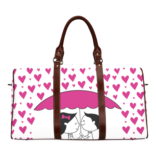 Romantic Couple With Hearts Waterproof Travel Bag/Large (Model 1639)