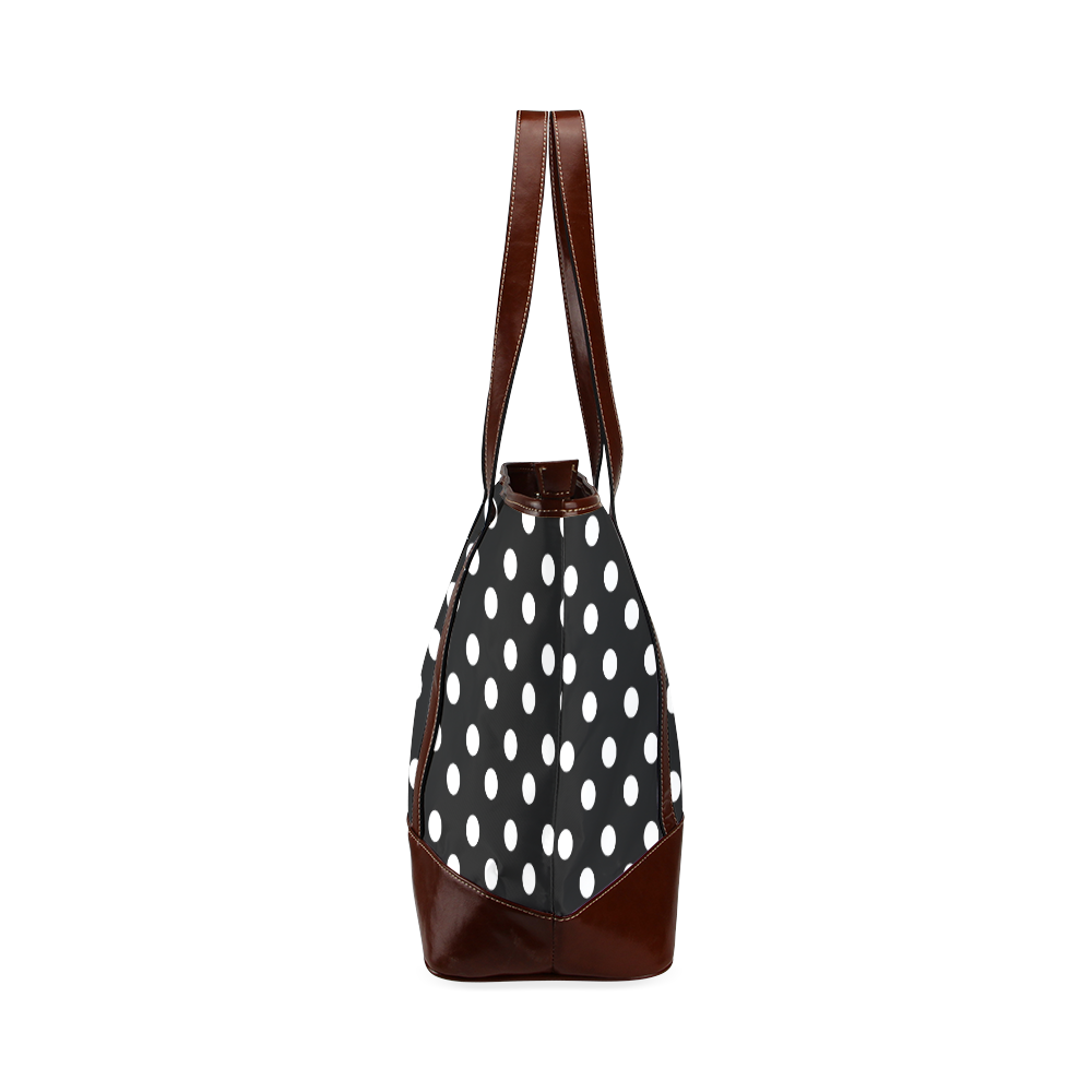 Black Polka Dots Tote Handbag (Model 1642)